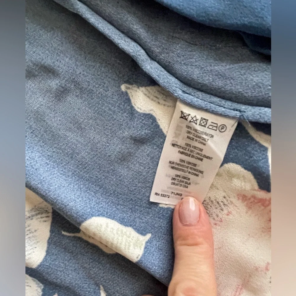 French connection Blue Maxi Dress with Pink & White Blooms - Picture 4 of 8